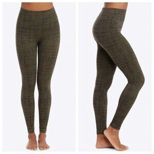 Spanx Look At Me Now Olive & Black Crosshatch Seamless High Waist Leggings Large